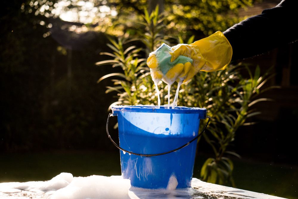 Bucket of soapy water