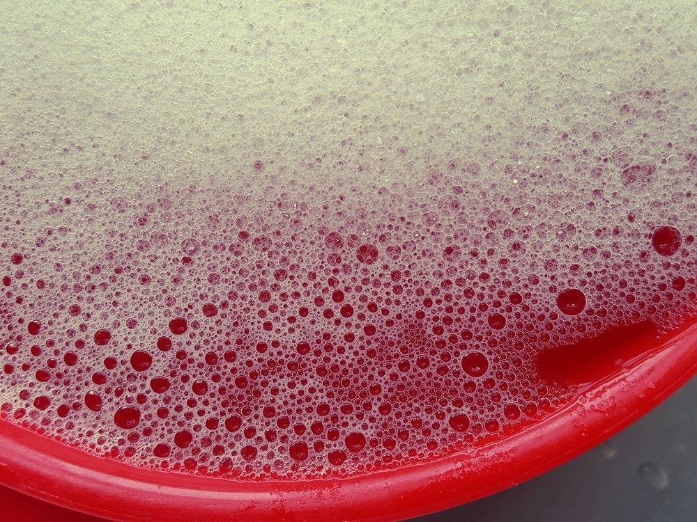 Soapy water in bowl